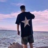 Fog Fear of God Essentials T Shirt Double-Line Five-Pointed Star Printed Short Sleeve High Street Loose T-shirt for Men