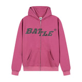 Men Fleece Lined Hoodie High Street Letters Printed Hoodie Men's Loose Hooded