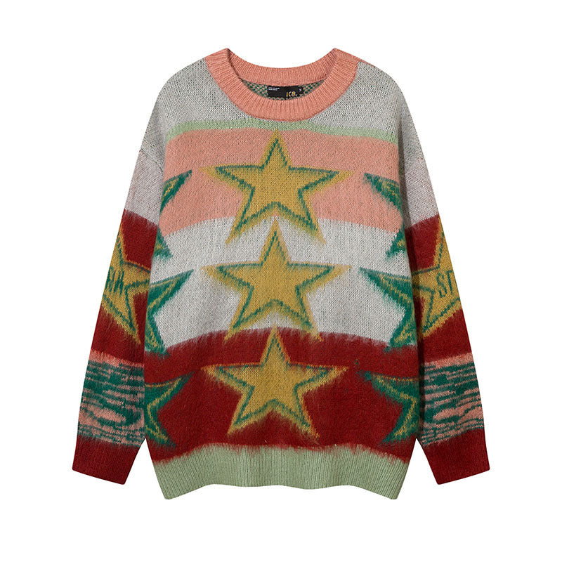 Women Sweater Star Soft Knitted Sweater Vintage