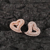 Earrings Zircon Hollow Love Stud Earrings St. Valentine's Spectrum