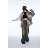 Unisex Shirt Stitching Loose Casual Plaid Stripes