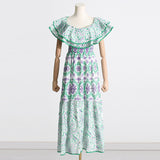 Bohemian Dress Hollow out Embroidered Printed Elegant