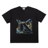 C.e t shirts stereo geometric pattern letter printing round neck pullover short sleeves