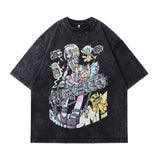 Men T-Shirt Cartoon Print Distressed Vibe Idle Style