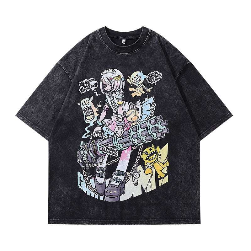 Men T-Shirt Cartoon Printed All-Matching