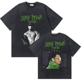 Washed Vintage Rapper Chris Brown 11:11 Tour Print T Shirt
