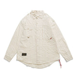 Men Long Sleeved T Shirt Striped Long Sleeve Lapel Shirt Men's Spring and Autumn High Street Casual Shirt Outer Wear