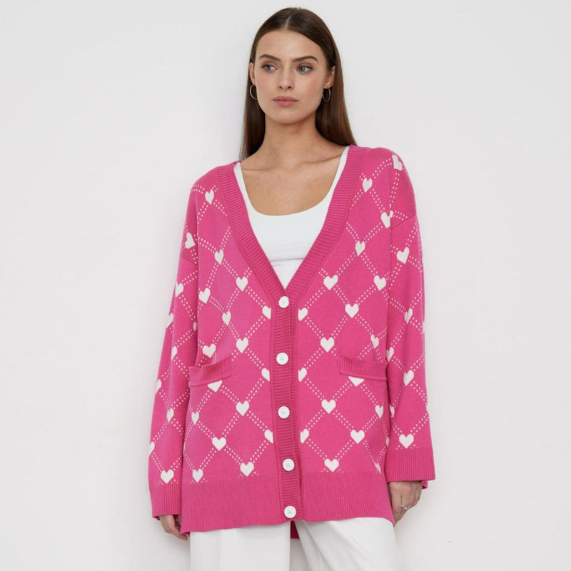 Women Work Business Casual Sweats Jacquard Knitted Cardigan Sweater