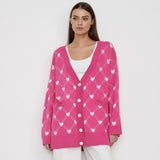 Women Work Business Casual Sweats Jacquard Knitted Cardigan Sweater