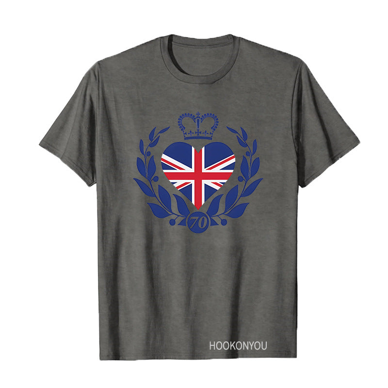Inspired by Queen's Platinum Jubilee 2022 Elizabeth 70 Years T-shirt Printed round Neck Short Sleeve T-shirt