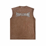 Purple Brand Distressed Tank T Shirts Distressed Sleeveless T-shirt Vest