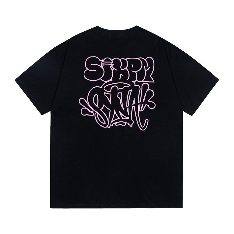 Synaworld T Shirts central cee Short Sleeve Classic Letter Print Loose Casual T-Shirt