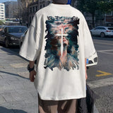 Men T Shirt Summer Cross Heavy Cotton Loose