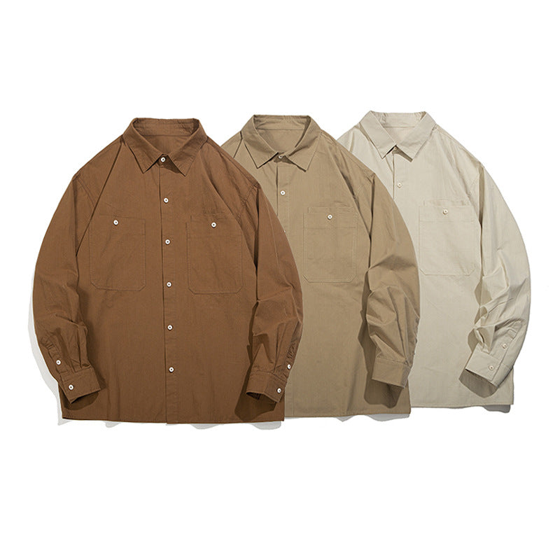 Unisex Shirt Cityboy Pure Cotton Solid Color Loose Casual