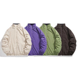 Unisex Coat Stand Collar Coat Loose Cotton Coat Lightweight