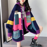 Women Knitted Cardigan Loose Casual College Style Sweater