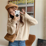 Women Knitted Cardigan Short Retro Loose Knitted Cardigan