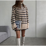 Women Work Business Casual Sweats Striped Loose Casual Sweater