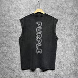 Purple Brand Distressed Tank T Shirts Distressed Sleeveless T-shirt Vest