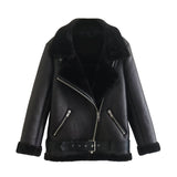 Women Cotton Coat Casual Leather Jacket
