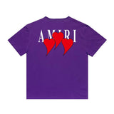 Amiri T Shirt Red Heart Printing Casual round Neck Short Sleeves T-shirt