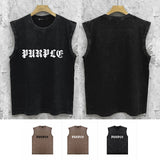 Purple Brand Distressed Tank T Shirts Distressed Sleeveless T-shirt Vest
