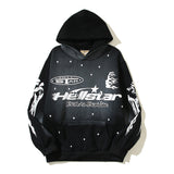 HS Hoodie Vintage Distressed Crack Print Casual Loose