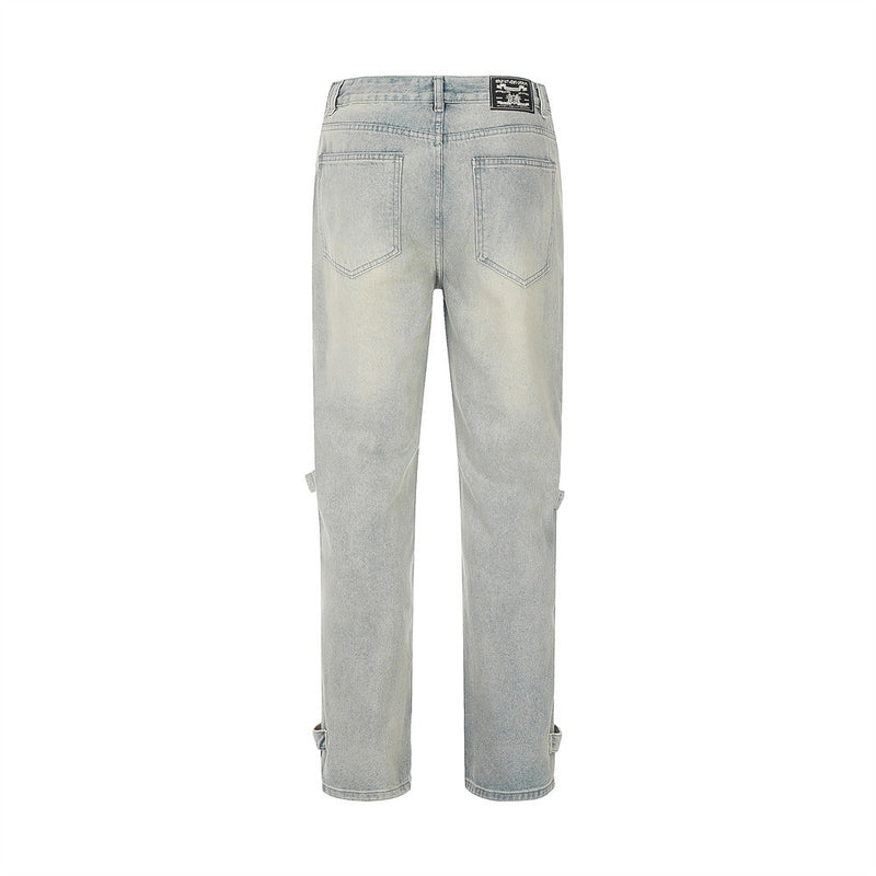Men Jeans Side Loose Zip Casual Trend