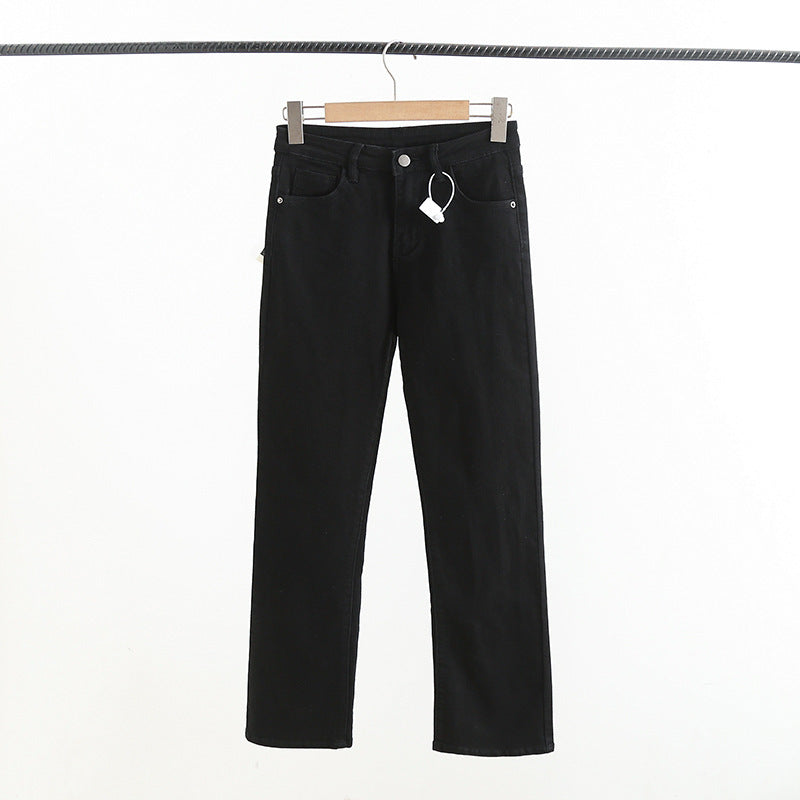Women Jeans Elastic Slim Fit Slimming Little Man Bell-Bottom Pants