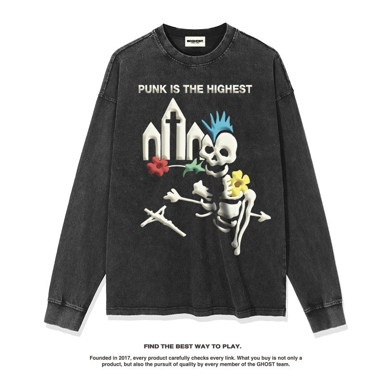 Unisex Long Sleeve Shirt Autumn and Winter Long Sleeve T-Shirt Loose