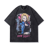 Men T-Shirt Anime Print Distressed
