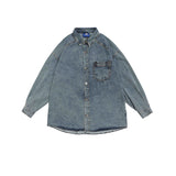 Unisex Shirt Denim Coat Loose Casual Long Sleeves