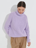Women Work Business Casual Sweats Knitted Loose Turtleneck Thick Sweater