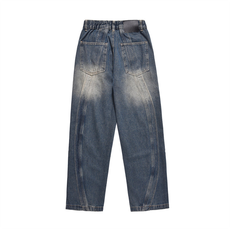 Men Jeans White Stitching Loose