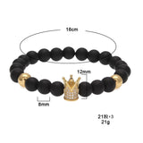 Bracelet Tiger's Eye Volcanic Stone Agate Microencrusted Zircon Hip Hop Royalty