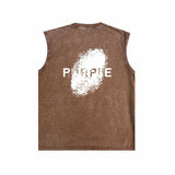 Purple Brand Distressed Tank T Shirts Distressed Sleeveless T-shirt Vest