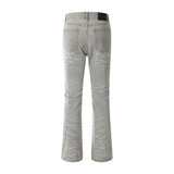 Men Jeans Distressed Bell-Bottom Pants Loose Retro All-Matching
