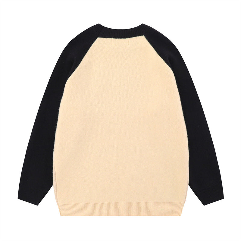 Men Sweater Heart-Shaped Jacquard round Neck Knitted Sweater