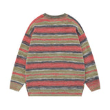 Men Sweater Vintage Stripe Jacquard Knitted Sweater