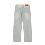 Men Jeans Hole Loose Burrs Casual Retro