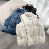 Women Vest Women Winter Casual Stand Collar Loose