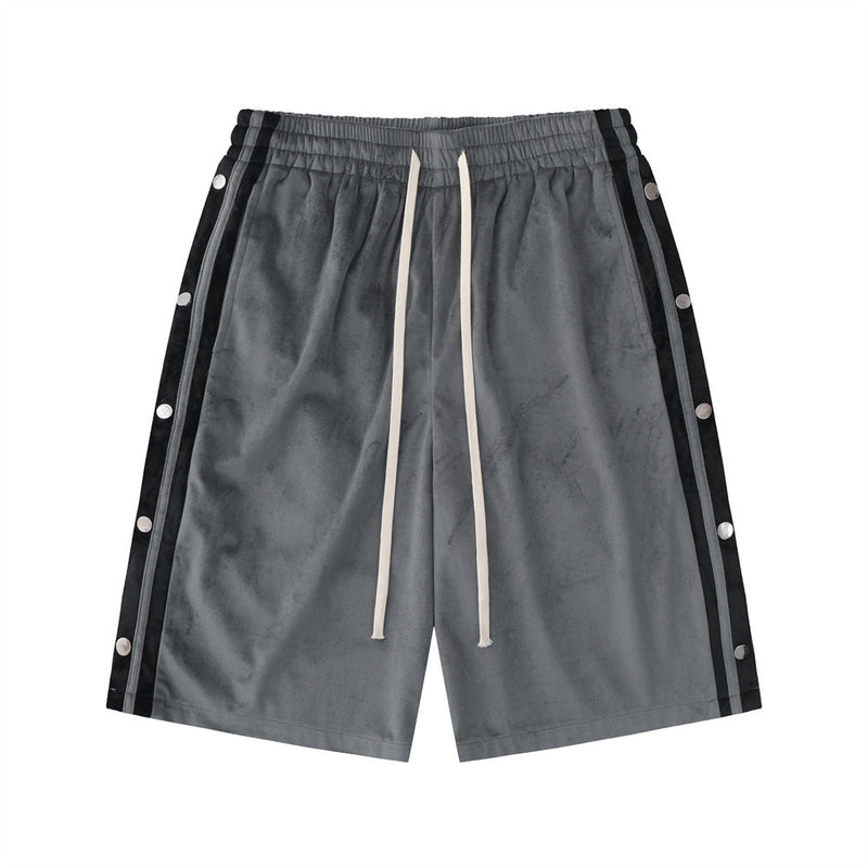 Men Shorts Stitching Breasted Slit Shorts Side Stripes