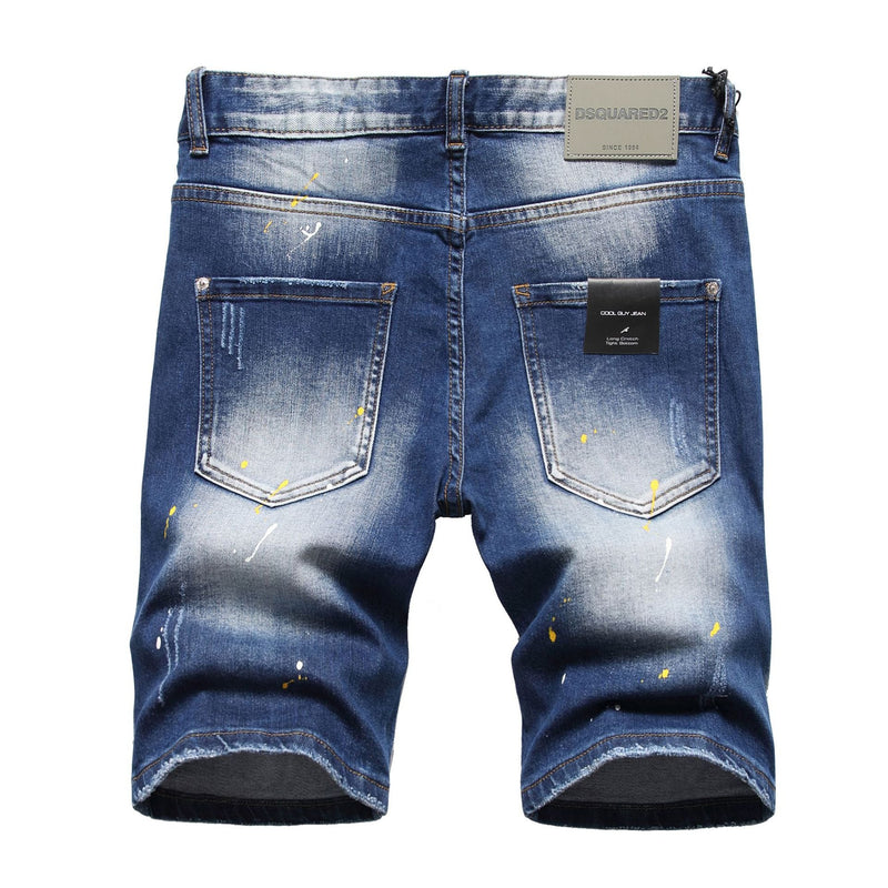 DSQ2 Short Jeans Ripped Stretch Denim Shorts