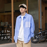 Unisex Shirt Patchwork Stripes Loose Casual Jacket