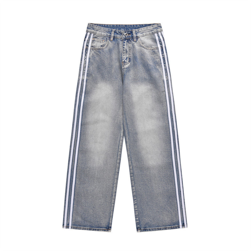Men Jeans Casual Side Stitching Loose