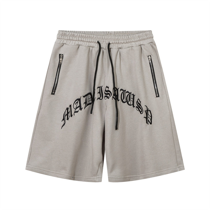 Men Shorts Embroidered Casual Shorts Zipper Sports