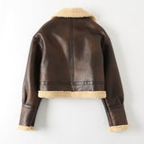 Women Cotton Coat Fleece-lined Thick Loose Lamb Wool Coat