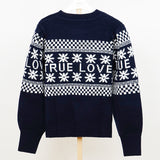 Black Christmas Sweater All-Matching Floral Plaid Sweater