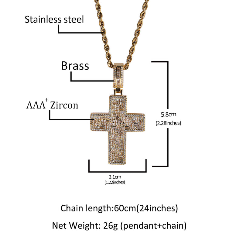 Jewelry Cross Pendant Personalized Copper Set Zircon Trend Necklace St. Valentine's Crosses Spectrum