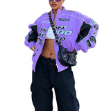 Women Jacket Motorcycle Style Casual Loose